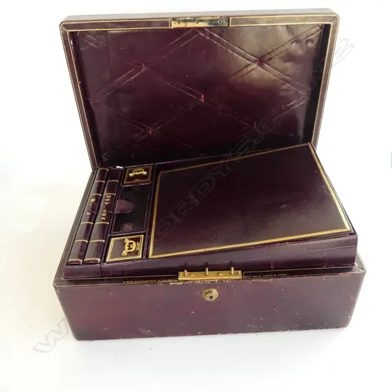 QUALITY VICTORIAN TOOLED LEATHER WRITING BOX fully fitted