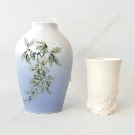 2 VASES; CROWN LYNN #524 H.110mm, B&G DENMARK H.170mm