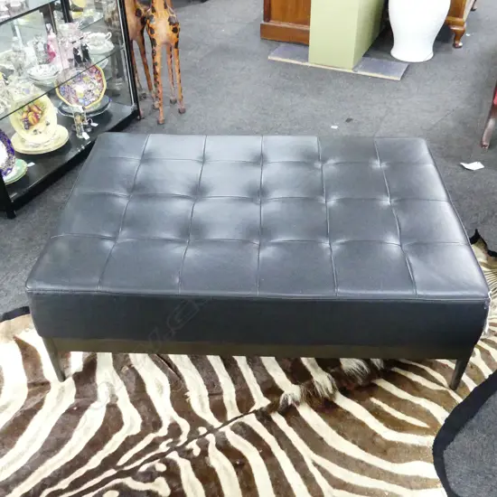 CONTEMPORARY BROWN VINYL OTTOMAN 1250x850x430mm