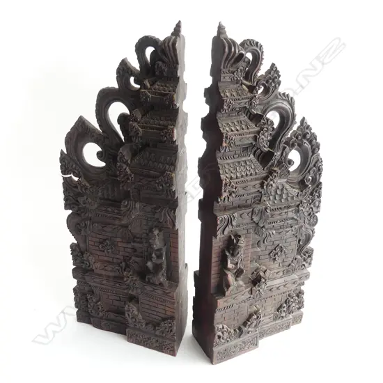 PR INDONESIAN CARVED WOODEN GIANT BOOKENDS H.500mm