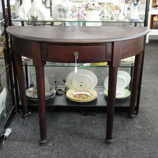 WOODEN DEMI LUNE TABLE 1000x450x720mm