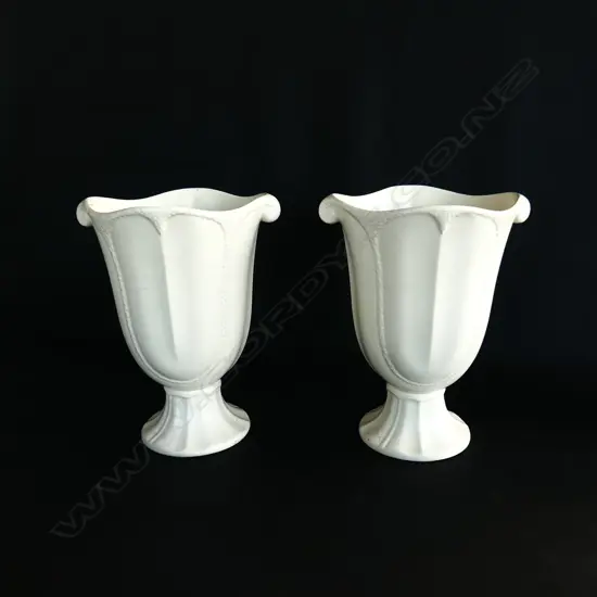 PAIR CROWN LYNN KELSTON POTTERIES VASES. 614. (DOT) BASE STAMP . ONE CRAZED AND CRACKED. H. 212mm