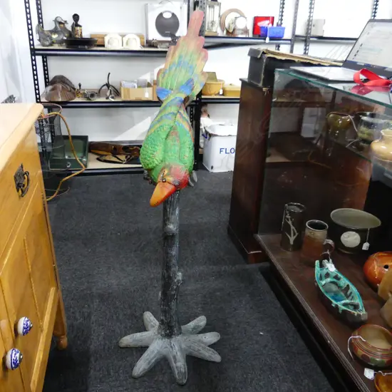 PAINTED METAL PARROT ON STAND H.1200mm