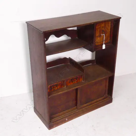 30’S CHADANSU TEA UTENSIL DISPLAY CABINET ELM WOOD H780 W660 D260MM