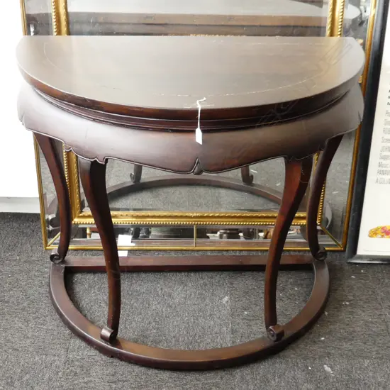 ORIENTAL WOODEN DEMILUNE TABLE 1000x565x845mm