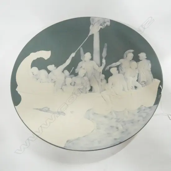 LARGE GERMAN METLACH WALL PLAQUE GREEK SCENE DIA 460MM