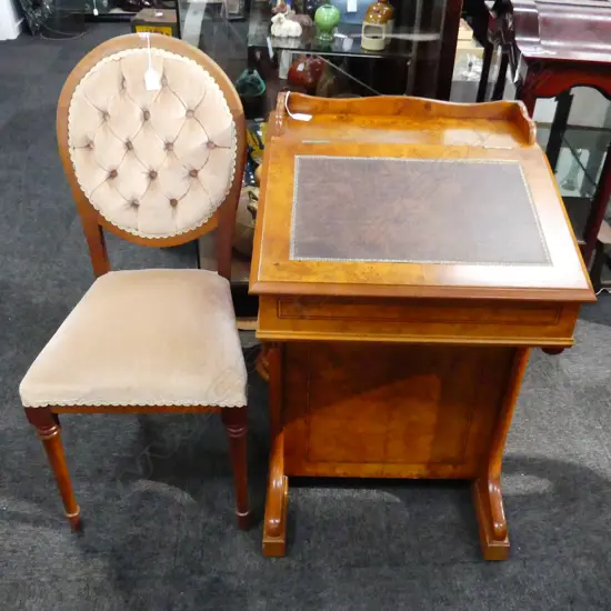 REPRODUCTION DAVENPORT 510x510x790mm + UPHOLSTERED CHAIR