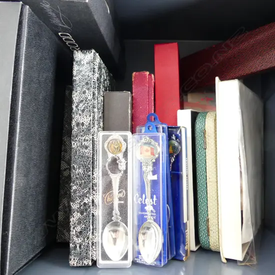 CRATE ORIGINAL BOXED CUTLERY; RODD ETC.. SPOONS, DESSERT SETS ETC.. PLUS BOXED SOUVENIR TEASPOONS