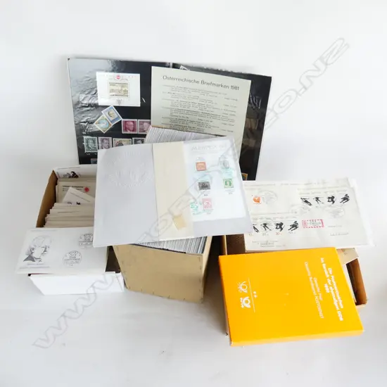 BOX LOT EUROPEAN STAMP COLLECTIONS, FDC'S ETC..