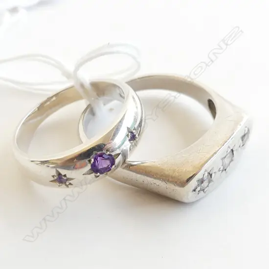 2 925 SILVER & CZ / AMETHYST RINGS 