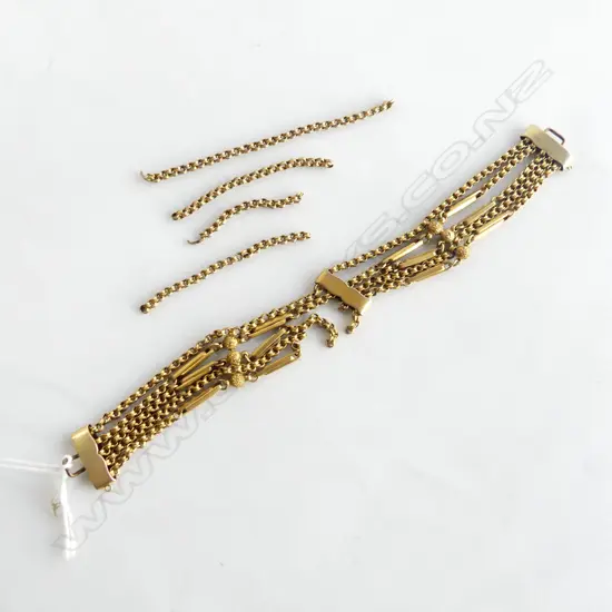 9CT ANTIQUE BRACELET (w. 4 LOOSE SECTIONS) 18.1 GRAMS