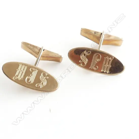 PR 10CT GOLD MONOGRAMMED CUFFLINKS, 6.9GMS 