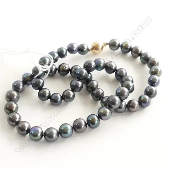 COLOUR TREATED PEARL NECKLACE, 9CT GOLD CLASP, 55GMS