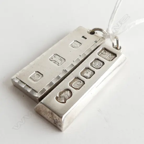 2 SILVER INGOT PENDANTS hallmarked 61gms. 
