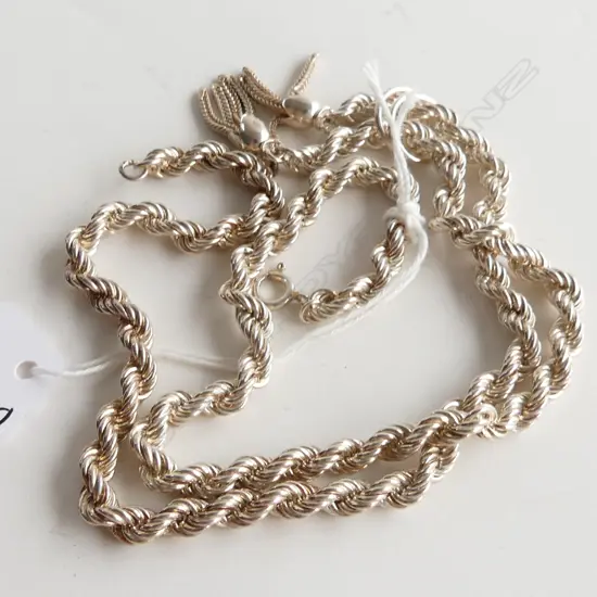 SILVER ROPE TWIST NECKLACE twin tassles