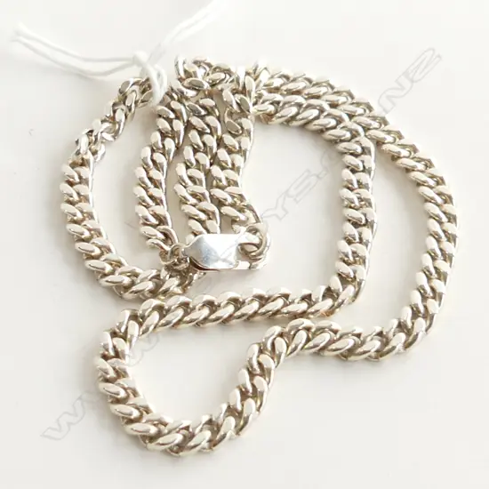 925 SILVER CURB LINK NECKLACE, L. 400MM, 27.7GMS 