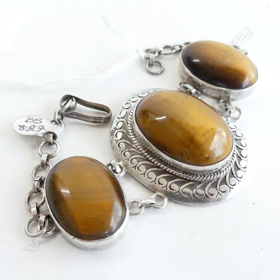 925 SILVER & TIGERS EYE BRACELET 58 GRAMS