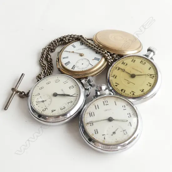 4 OLD POCKET WATCHES as is A.F
