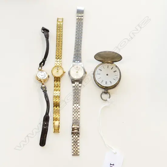 3 WRIST WATCHES + 800 SILVER POCKETWATCH AF