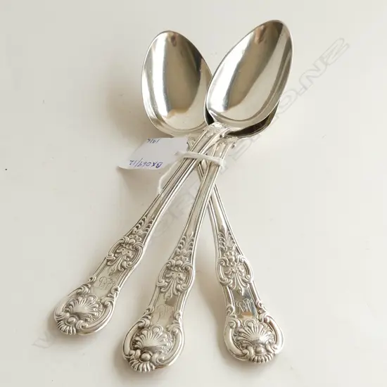 3 VICT DOUBLE STRUCK S/SILVER DESSERT SPOONS 191grms