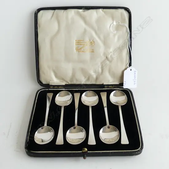 CASED SET 6 S/SILVER DECO COFFEE SPOONS SILVER WIEGHT 57grms