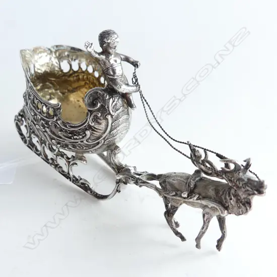 930 SILVER REINDEER SLEIGH L.130mm 93 GRAMS