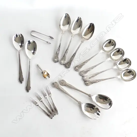 BOX GOOD ASST SERVING SPOONS  + SUGAR TONGS ETC..