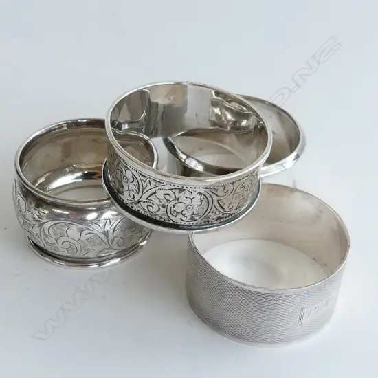 4 MISS MATCHED S/SILVER NAPPKIN RINGS 72grms