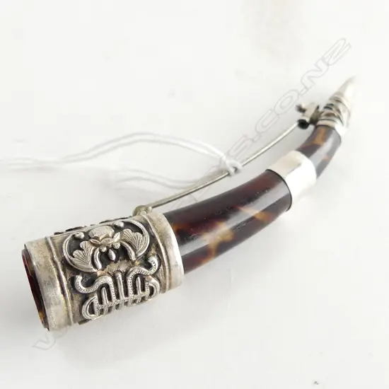 CHINESE TORTOISESHELL & SILVER FINGER GUARD...