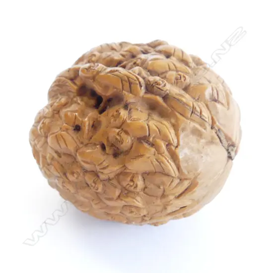 CHINESE INTRICATELY CARVED WALNUT FEATURING APPROX. 48 MEN H. 50MM  