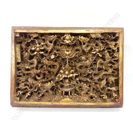 CHINESE GILDED RESIN DRAGON PLAQUE 255x370mm