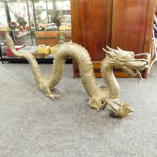 LG BRONZE ENGRAVED ORIENTAL DRAGON L.1100mm