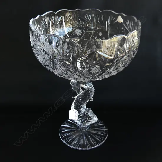 LG RUSSIAN CRYSTAL COMPORT w. DOLPHIN BASE H.335mm 250mm dia