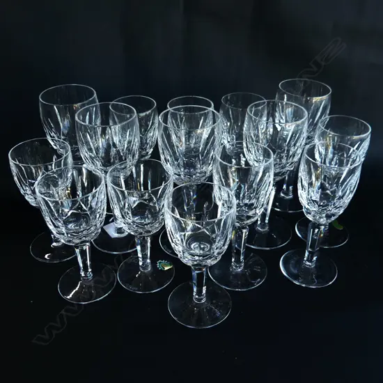 15 WATERFORD LISMORE GLASSES; 5x145mm, 6x130mm, 4x115mm