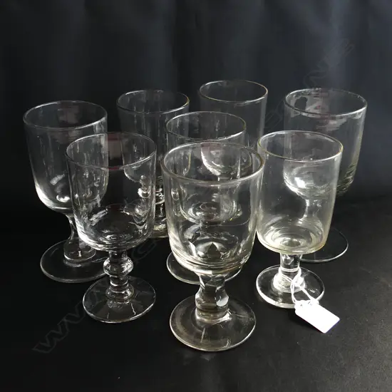 HARLEQUIN SET OF 8 ANTIQUE DRINKING GLASSES H.150mm
