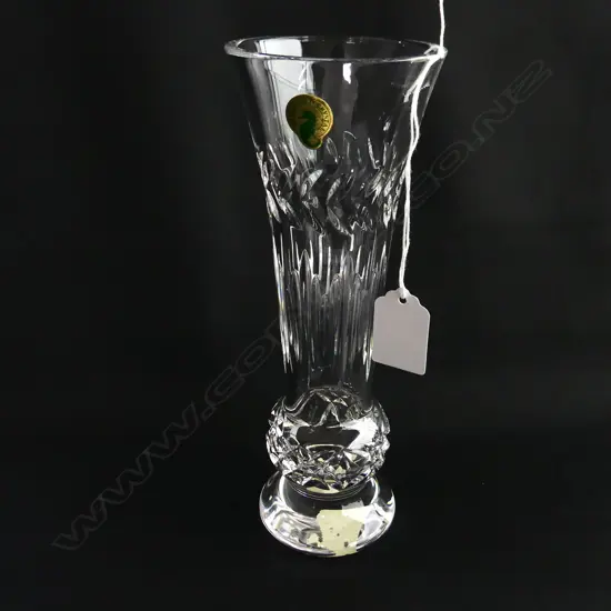 WATERFORD CRYSTAL CAROLINE BUBBLE VASE, H. 228mm IN ORIGINAL BOX