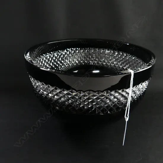 WATERFORD CRYSTAL JOHN ROCHA BLACK CUT BOWL, DIA 200mm IN ORIGINAL BOX 