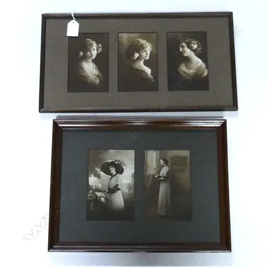 TWO QUALITY WOODEN FRAMED PHOTOS OF LADY & GIRL BY EATON’S ART DEALERS PICTURE FRAMERS WELLINGTON 410x220mm, 350x270mm