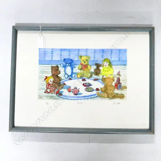 FRAMED ‘PICNIC’ LIMITED EDITION PRINT 50/80 ARTIST SIGNED JAN MILLER 400mm X 300mm