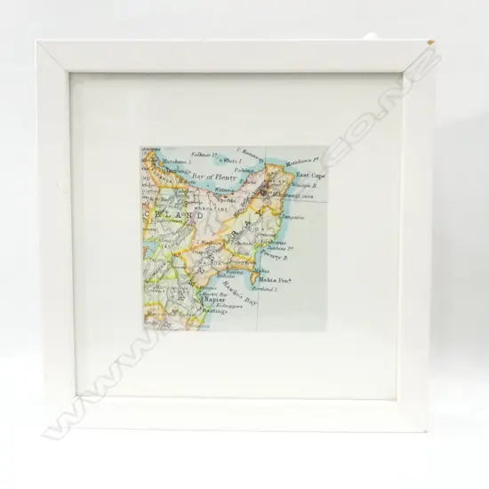 FRAMED HAWKES BAY NZ MAP PRINT BY EDEN RIPLEY  125 X 125mm