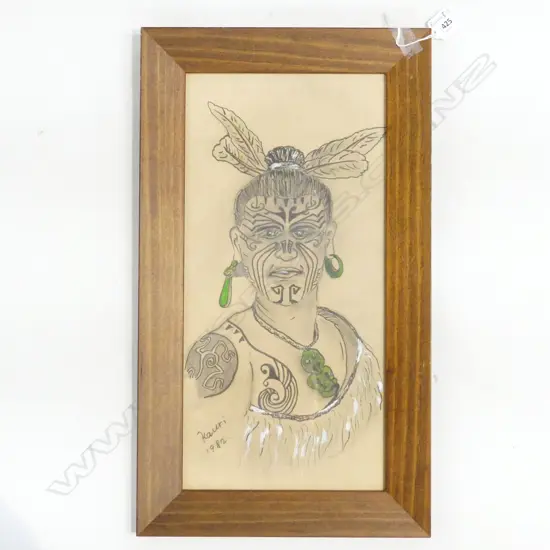 MAORI PORTRAIT DRAWING BY KAURI ’82 190MMX500MM