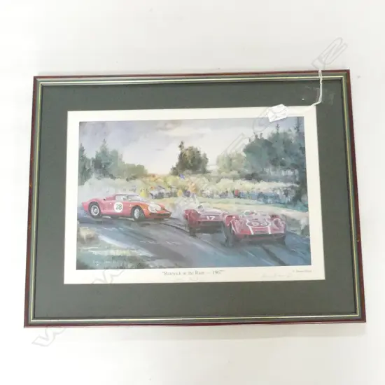 DENNIS BROWN PRINT 'RENWICK IN THE RAIN - 1967' 138/500 SIGNED BY ANDY BUCHANAN, JOHN RILEY & JEFF MARDON 290x415mm