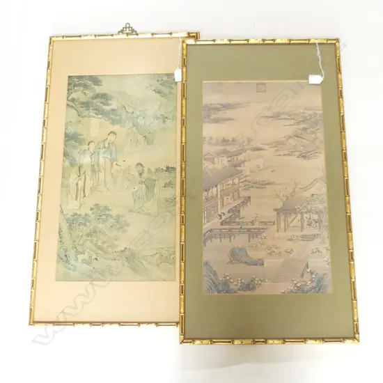 PR ORIENTAL PRINTS IN GILT BAMBOO FRAMES 570x310mm