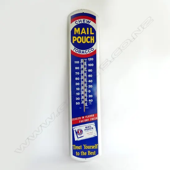 TOBACCO ADVERTISING THERMOMETER SIGN 'MAIL POUCH' H.975mm