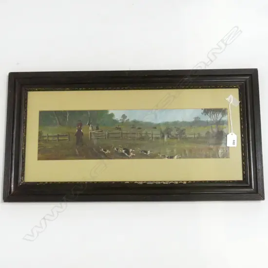 OIL ON BOARD; FOX HUNT 240MMX540MM