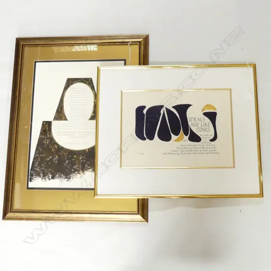 17thC NUNS PRAYER W/C 1994 500x365mm + M. FORWARD 'IDEALS ARE LIKE STARS' QUOTE 290x410mm