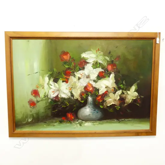 JOHNSON LG FLORAL STILL LIFE, OIL ON CANVAS 600x910mm