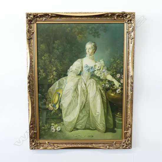 VINTAGE VICTORIAN PRINT OF ‘MADAME BERGERET’ BY FRANCOIS BOUCHER, 880mm x 675mm