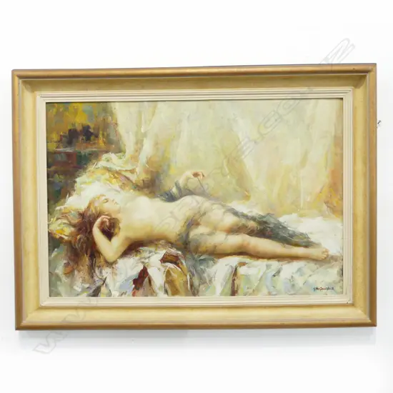 NUDE ARTWORK SIGNED CHAPPLE, OIL ON CANVAS, 595x900mm