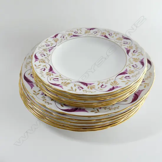 ROYAL CROWN DERBY 'PRINCESS' PLATES, 6 DINNER (D.270mm) & 6 LUNCHEON (D210mm) 